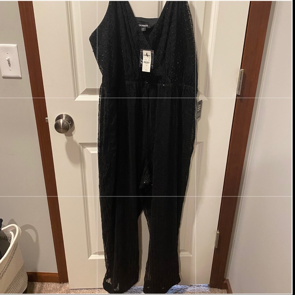 Express Black sequin jumpsuit romper XL
